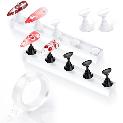 Vista 13 de Makartt Soporte de uñas para uñas a presión, práctica de pintura artística, soporte magnético para pintar uñas, soporte para diseños de uñas