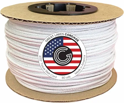 Cordón de soldadura para tapicería de tejido de 3/32", cable enrollado, semifirme - 80 yardas
