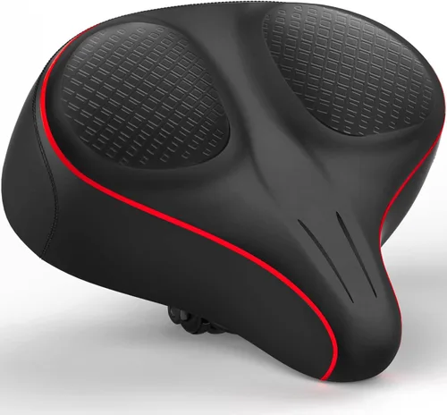 Vista 8 de Xmifer Asiento de bicicleta de gran tamaño, cómodo sillín de bicicleta, diseño de ranura media, espuma viscoelástica de 2.95 pulgadas de grosor