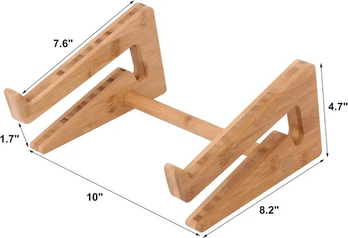 Vista 2 de Soporte vertical de madera para computadora portátil, soporte de bambú para laptop compatible con MacBook Air Pro/Dell XPS/Surface