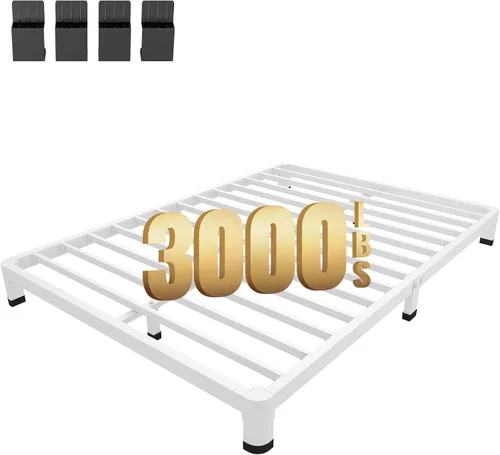 Vista 20 de MAF Marco de cama de plataforma de metal gemela de 7 pulgadas con patas con esquinas redondeadas, soporte de listones de acero de servicio pesado