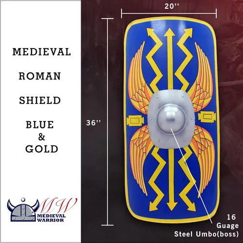 Vista 3 de Medieval Warrior Armadura romana funcional medieval Legion Scutum Shield 18G Acero Jumbo SCA LARP