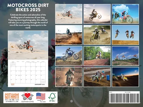 Vista 2 de Calendario mensual de motocross para motocicleta 2025, calendario de pared de 12 meses