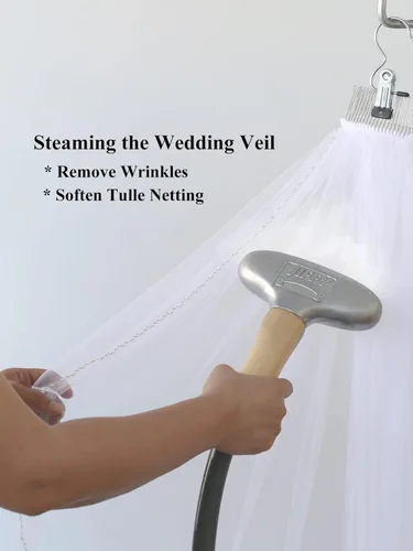 Vista 6 de SAMKY 1T 1 Tier Crystal Pearl Beaded Edge Bridal Wedding Veil