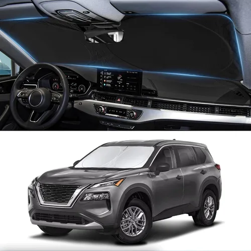 Vista 144 de Parasol plegable para parabrisas, protector reflectante para ventana frontal 210T, bloquea los rayos ultravioleta, accesorios para automóvil, XXL