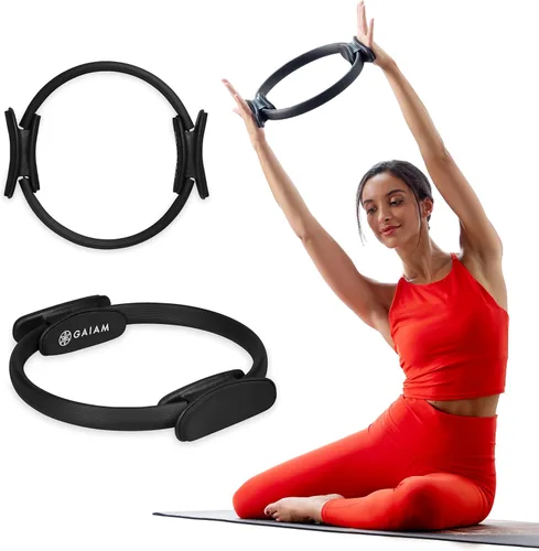 Gaiam Anillo de Pilates Fitness Circle – Mangos acolchados de espuma ligera y duradera, equipo de ejercicio de resistencia flexible para tonificar
