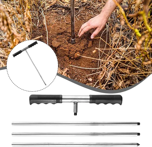Vista 5 de Stainless Steel Soil Probe Rod 32-48 Inch Adjustable for Locating Septic Tank Underground Pipes and Landscaping Garden Tool