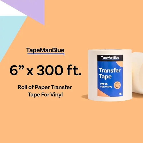 Vista 2 de Rollo de cinta de transferencia de papel de 6 x 300 pies para vinilo, fabricado en Estados Unidos, papel de transferencia de alta calidad
