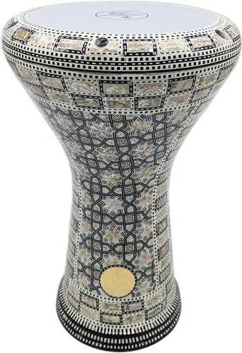 Vista 14 de Gawharet El Fan Classic - Percusión de tambor Darbuka de 17 pulgadas con nácar (Mizar negro)