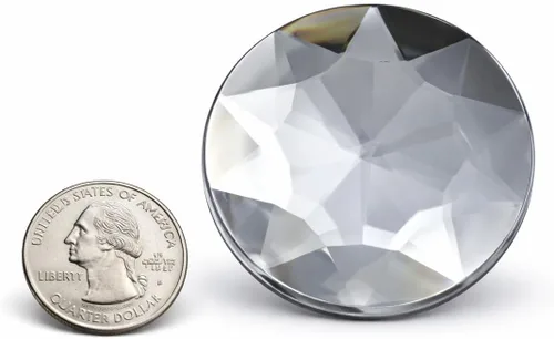 Vista 14 de Allstarco Joyas redondas autoadhesivas extra grandes de 1.969 in, diamantes de imitación acrílicos para cosplay, 2 piezas, Plástico Plata Acrílico