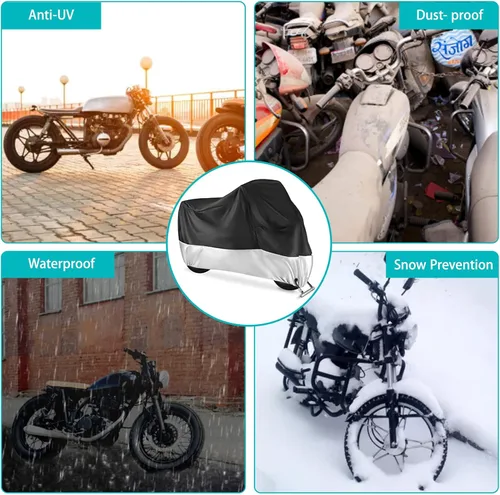 Vista 7 de Cubierta de motocicleta, cubierta de moto para todas las estaciones, universal, impermeable, a prueba de polvo y del sol, protección al aire libre