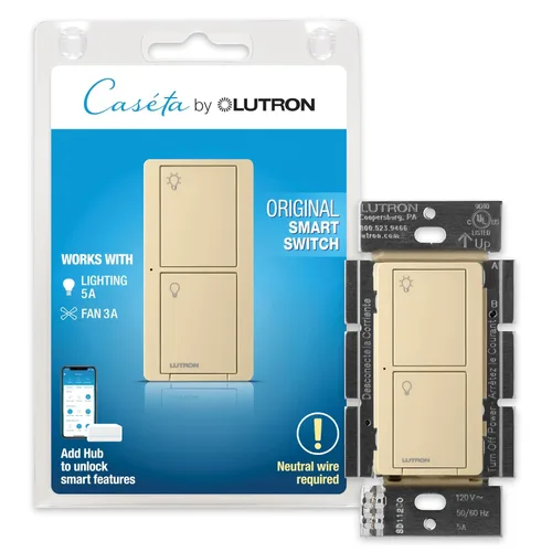 Vista 13 de Lutron Caseta - Interruptor de luz inteligente original (requiere Lutron Smart Hub), para el hogar, luces LED y ventiladores, 6 amperios, un solo