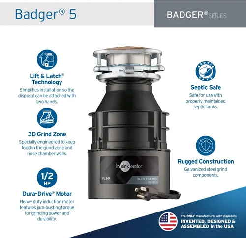 Vista 2 de Basurero InSinkErator con cable de alimentación, 1/2 hp.