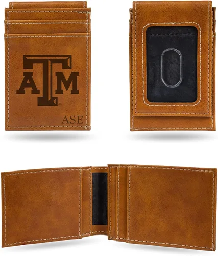 Vista 7 de Rico Industries NCAA Arizona State Sun Devils Brown - Cartera de bolsillo frontal personalizada con grabado láser - Delgada/ligera - Gran artículo