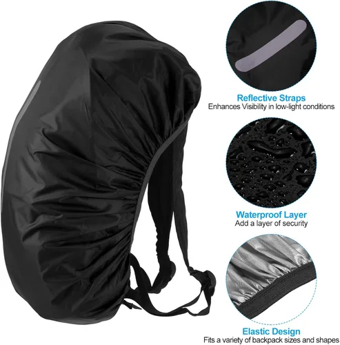 Vista 3 de PATIKIL Funda Impermeable para Mochila contra la Lluvia, Funda Antideslizante para Mochila con Correa Reflectante Vertical Mantente Seco