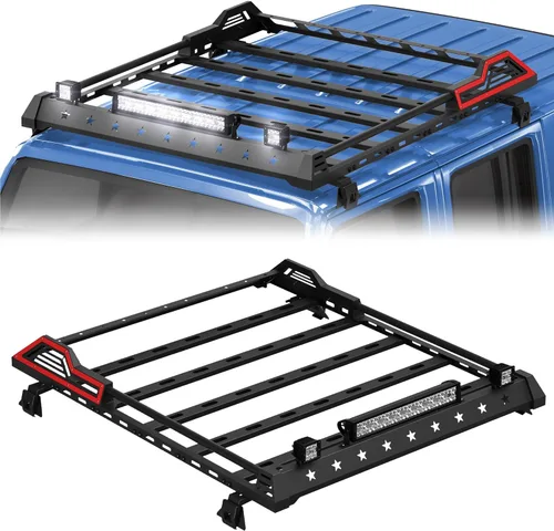 Vista 10 de Soporte de techo para Wrangler TJ Hardtop 1997-2006 (excluye ilimitado) – Cesta de transporte de carga de techo resistente, estante