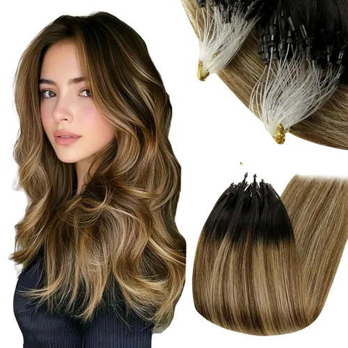 Vista 51 de RUNATURE Extensiones de cabello azul con clip, cabello real, 14 pulgadas