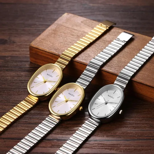 Vista 4 de Avaner Relojes ovalados ultrafinos para mujer correa delgada de acero inoxidable, esfera pequeña, elegante, vestido de pulsera