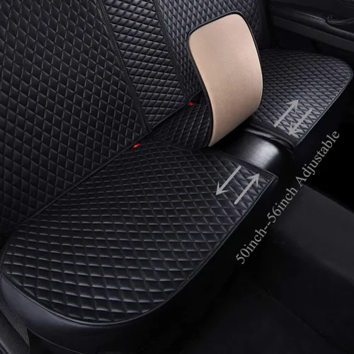 Vista 3 de Red Rain Funda universal para asiento delantero y trasero de automóvil, de cuero, con corona, cobertura completa, 5 plazas (AA-negro)