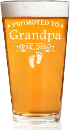 Vista 9 de Grandpa Est 2023 Vaso de cerveza – Pinta grabada de 16 onzas, regalos para el nuevo abuelo