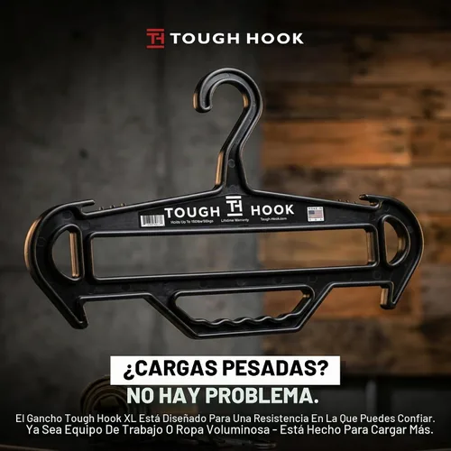 Vista 3 de Tough Hanger XL Hecho en Estados Unidos Percha irrompible resistente Grado militar premium Percha estándar extragrande Capacidad de 180