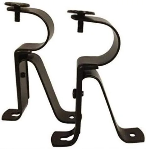 Soportes para barra de cortina – Negro (juego de 2) – Ajustable (también conocido como – Soporte para barra de cortina / soporte para barra de