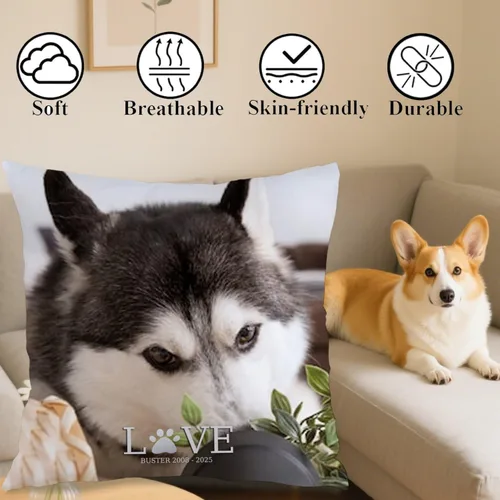 Vista 4 de Custom Pillow Case Printed with a Single Photo and Custom Text Creating a Stylish Decorative Cushion Suitable for Home use While Bringing Meaningful