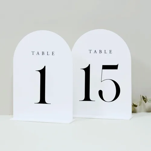Vista 16 de JINMURY Números de mesa de arco esmerilado para recepción de boda, paquete de 10 piezas de 5x7" Signos acrílicos de arco esmerilado con soporte