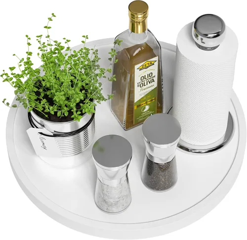 Vista 16 de Organizador Lazy Susan, Lazy Susan de Bambú Antideslizante de 9 Pulgadas para Almacenamiento de Mesa, Servilletero, Jarrón, Plato Giratorio