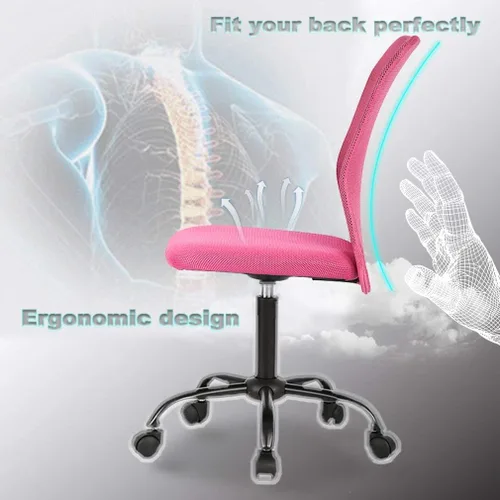 Vista 7 de Silla ergonómica de oficina, silla de escritorio de malla, silla ejecutiva para computadora, soporte lumbar para mujeres, hombres, rosa, paquete de 2