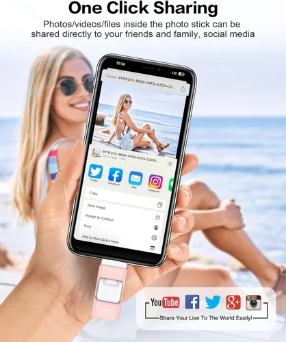 Vista 8 de Unidad Flash para iPhone 128GB, Photo Stick Memoria USB Thumb Drive Unidad USB de Transferencia de Alta Velocidad Unidades USB Almacenamiento