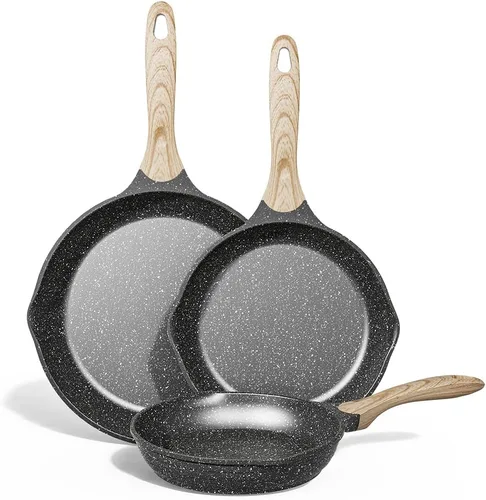 Vista 14 de JEETEE Sartén antiadherente de 8 pulgadas, utensilios de cocina con revestimiento de piedra, sartén antiadherente para tortilla con mango resistente