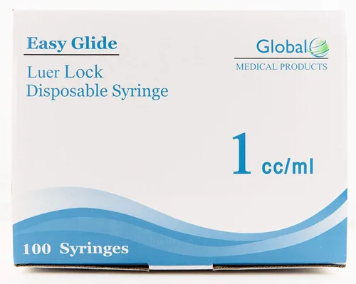 Vista 2 de Easy Glide Jeringa estéril Luer Lock Tip de 0.0 fl oz y 1cc, sin aguja, paquete de 100