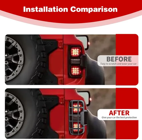 Vista 6 de para Ford Bronco Raptor Guarda de Luz Trasera Cúpula Compatible con Ford Bronco Raptor 2021 2022 2023 2024 Accesorios Exteriores Negros 2 piezas