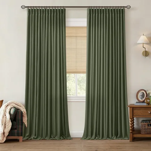 Vista 44 de TWODRAPES Juego de 2 paneles de cortinas plisadas de lino de 96 pulgadas de Avena