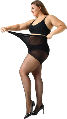 Vista 3 de MANZI 2 pares de medias de control de talla grande para mujer, manguera de bragas ultrasuaves