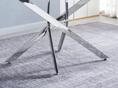 Vista 51 de Mesas de comedor redondas de 36 pulgadas, mesa de comedor moderna de cocina con base de metal cromado dorado, mesas de comedor redondas de vidrio