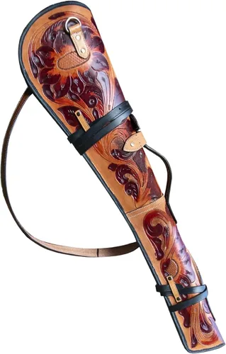 Hulara 33" Leather Rifle Scabbard Lever Action – Western Handmade Gun Case | Full Grain Leather Rifle Case | Fits Winchester, Marlin, Henry 16-24