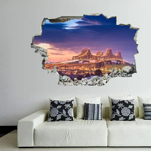 Vista 7 de Calcomanías de pared rotas 3D Memphis Tennessee TN Downtown Drone Skyline de 36 x 24 pulgadas, vinilo de pared extraíble, despegar y pegar