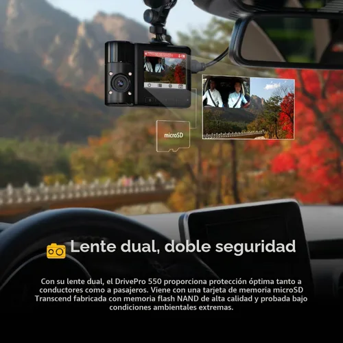 Vista 4 de Transcend DrivePro 550 64GB Dual Lens Dashcam, Wi-Fi
