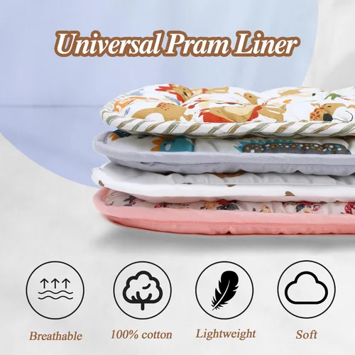 Vista 2 de Cojín para cochecito de bebé, inserto de asiento de automóvil infantil - reversible, universal, transpirable y suave, alfombrilla para cochecito