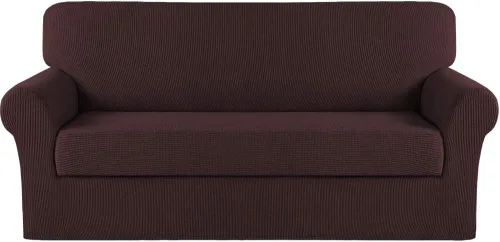 Vista 35 de Turquoize - Fundas de sillas de 2 piezas, fundas de sofá, funda de sillón con reposabrazos, protector lavable para sillas, tela jacquard gruesa Cian