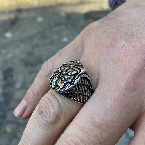 Vista 6 de Silver Nativa American Ring,Silver Eagle Signet Ring, Silver American Ring,925k Sterling Silver Ring, Handmade Silver Ring,Gift For Him