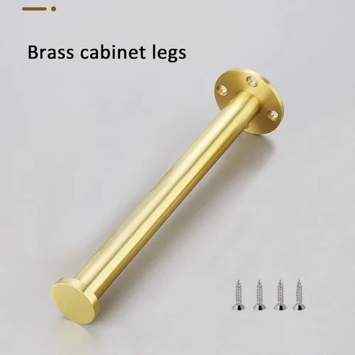 Vista 6 de Patas cilíndricas ajustables de latón cepillado macizo, patas de sofá de metal, mesita de noche/mueble de televisión/mueble de baño/patas de mesa