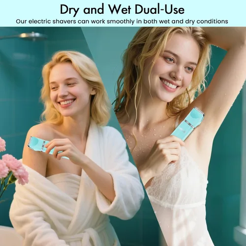 Vista 5 de AIBRIT PRO Recortadora eléctrica de bikini para mujer, afeitadora eléctrica 2 en 1 para mujer, afeitadora de pelo púbico, afeitadora portátil