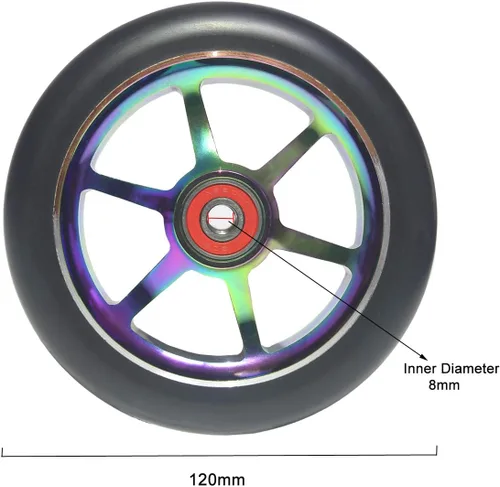 Vista 2 de Z-FIRST 2 piezas de repuesto de 4.724 in Pro Scooter rueda con rodamientos ABEC 9 aptos para MGP/Razor/Lucky Pro Scooters