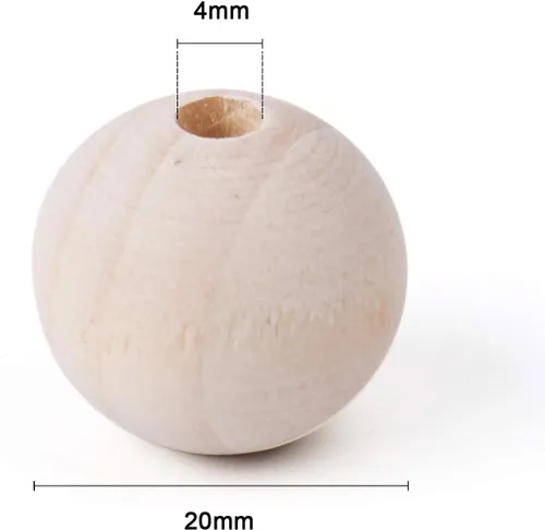 Vista 2 de Foraineam 200 cuentas de madera natural de 0.787 in sin terminar redondas de madera sueltas cuentas espaciadoras de madera para hacer manualidades