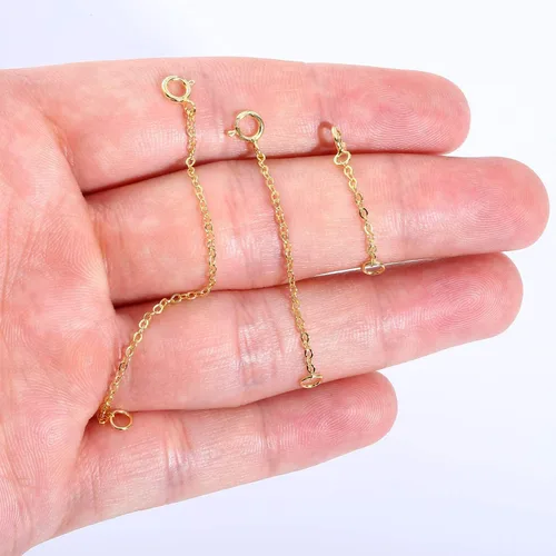 Vista 6 de 3 piezas de extensores de collar de plata de ley 925 para mujeres, duraderos, fuertes, extraíbles, extensión de pulsera, collar, tobillera, joyería
