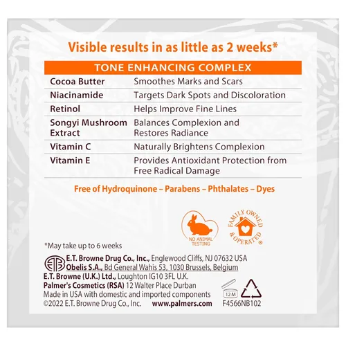 Vista 5 de Palmer's Fórmula de Manteca de Cacao Eventone Crema Aclaradora, Crema Aclaradora Anti-Manchas Oscuras con Vitamina E y Niacinamida, Ayuda a Reducir