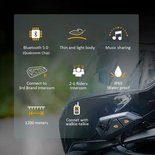 Vista 3 de FreedConn Casco de motocicleta Bluetooth auricular intercomunicador con música compartida, universal FG 3,937.0 ft 6 vías sistemas de comunicación